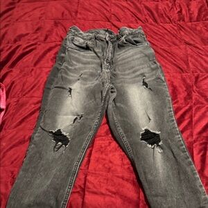 Stylish Distressed Gray/black Jeans for Women
